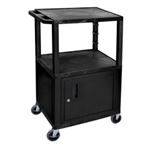 LUXWT42C2-B 42 in A/V Cart - 3 Shelves, Cab - Black Legs