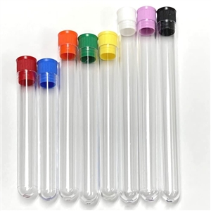 16x100mm, PS Plastic Test Tubes With Green Caps, Karter Scientific 262T3-A (Pack 25, Case 100)