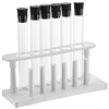 <center>Plastic Inline Rack, 6 Glass Tubes, Rubber Stoppers</center>