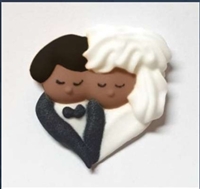 Royal Icing Bride & Groom In Heart Shape- African American