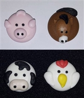 Royal Icing Farm Animal Faces Assortment