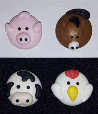 Royal Icing Farm Animal Faces Assortment