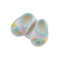 Large Baby Booties - White With Blue