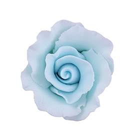 Small Gum Paste Formal Rose On A Wire - Blue