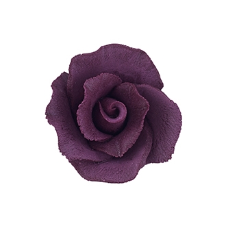 Small Gum Paste Formal Rose On A Wire - Burgundy