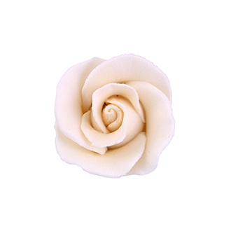 Small Gum Paste Formal Rose On A Wire - Cream