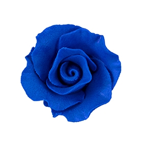Small Gum Paste Formal Rose On A Wire - Royal Blue