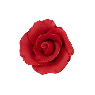Small Gum Paste Formal Rose On A Wire - Red