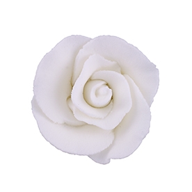 Small Gum Paste Formal Rose On A Wire - White