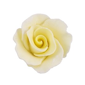 Small Gum Paste Formal Rose On A Wire - Yellow