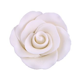 Med-Lg Gum Paste Formal Rose On A Wire - White