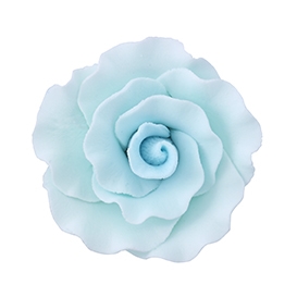 Large Gum Paste Formal Rose On A Wire -  Blue
