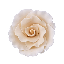 Large Gum Paste Formal Rose On A Wire -  Cream