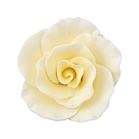 Large Gum Paste Formal Rose On A Wire -  Ivory