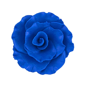 XL Gum Paste Formal Rose On A Wire - Royal Blue