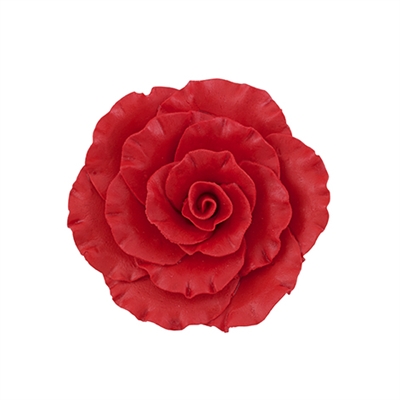 XL Gum Paste Formal Rose On A Wire - Red