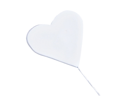 Gum Paste Heart On A Wire - White
