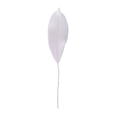 Medium Gum Paste Leaf On A Wire -  White