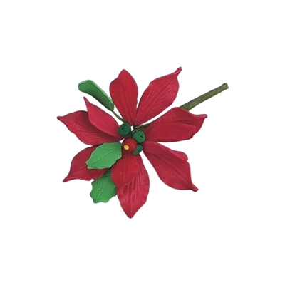 Small Gum Paste Deluxe Poinsettia - Red