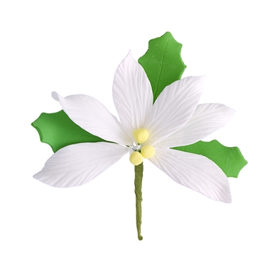 Medium Gum Paste Poinsettia - White