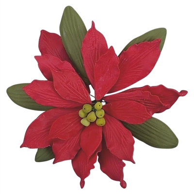 Large Gum Paste Deluxe Poinsettia - Red