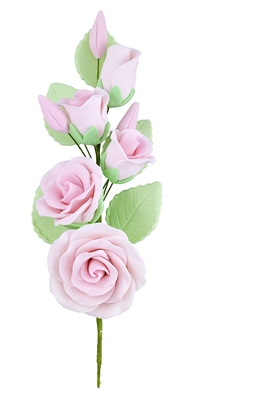 Gum Paste Rose And Rosebud Corsage - Pink