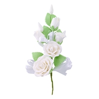 Gum Paste Rose And Rosebud Corsage - White