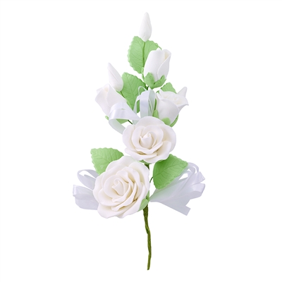 Gum Paste Rose And Rosebud Corsage - White