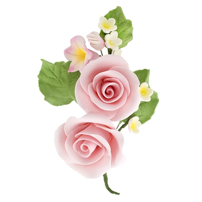 Medium Rose And Rosebud Corsage - Pink
