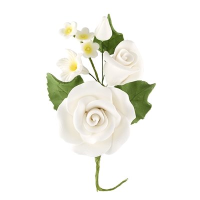 Large Rose And Rosebud Corsage - White