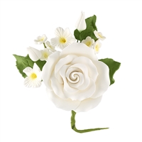 XL Rose And Rosebud Corsage - White