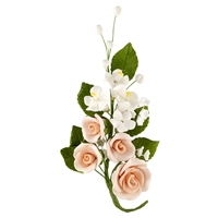 Small Gum Paste Rose Spray - Peach