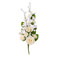 Medium Gum Paste Rose Spray - White