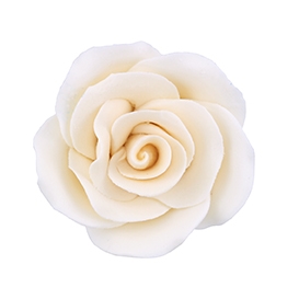 Large Gum Paste Rose On A Wire - Cream