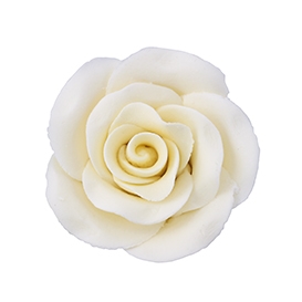 Large Gum Paste Rose On A Wire - White