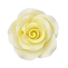 Large Gum Paste Rose On A Wire - Yellow