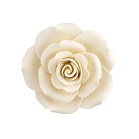 Small Gum Paste Garden Rose On A Wire - Ivory