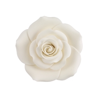 Small Gum Paste Garden Rose On A Wire - White