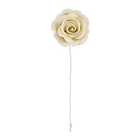 Med-Lg Gum Paste Garden Rose On A Wire - Ivory