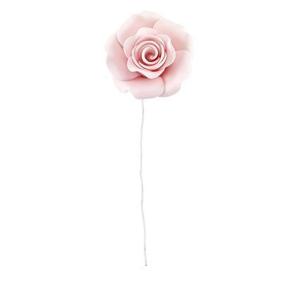 Large Gum Paste Garden Rose On A Wire - Pink