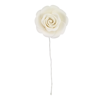 Large Gum Paste Garden Rose On A Wire - White