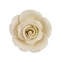 XL Gum Paste Garden Rose On A Wire - Ivory