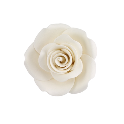 XXL Gum Paste Garden Rose On A Wire - White