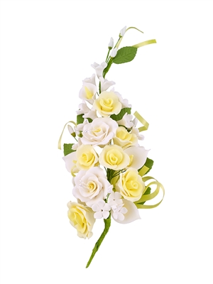 Gum Paste Tea Rose And Calla Lily Spray - Yellow