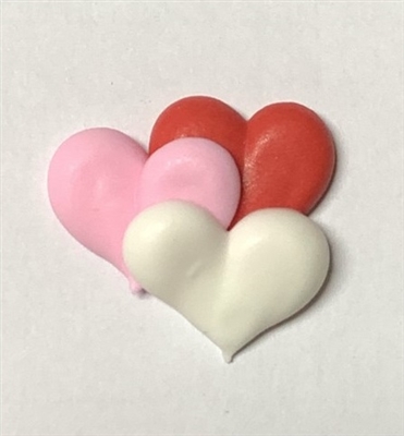 Royal Icing Triple Heart Deco- Pink, Red, White