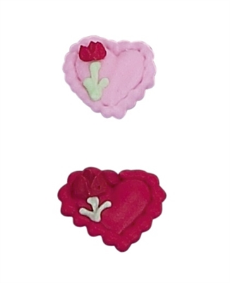 Small Royal Icing Heart With Rose - Assortment