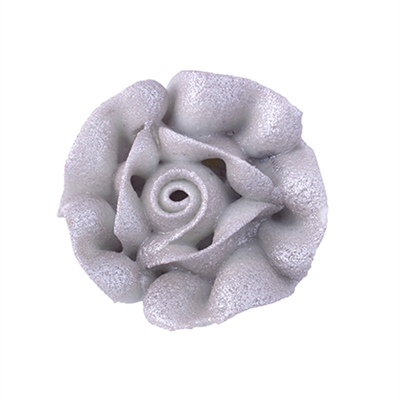 Small Royal Icing Rose - Metallic Silver