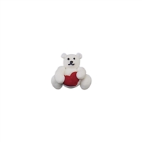 Royal Icing Teddy Bear - White Holding Red Heart