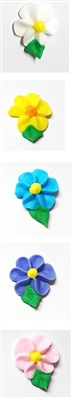 Small Royal Icing Swirled Drop Flower With Leaf - Assorted Colors