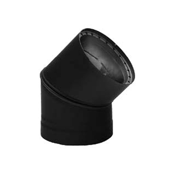 Metal-Fab Double Wall Black Stove Pipe 6" Diameter 45 Degree Elbow